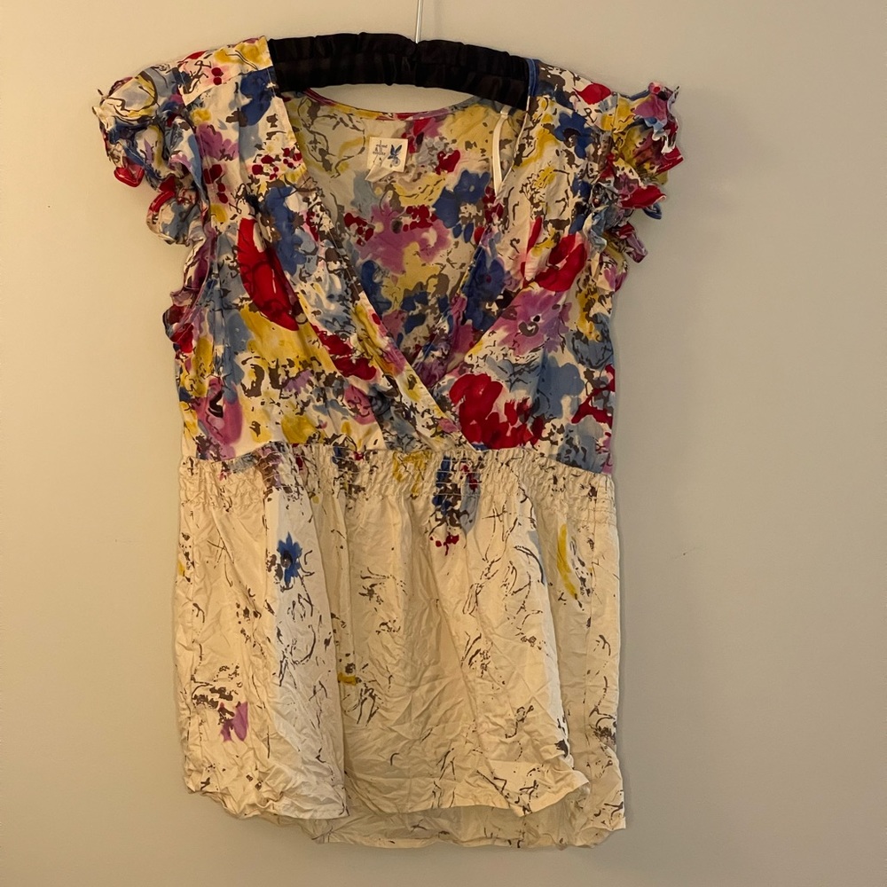 Anthropology watercolor floral top.